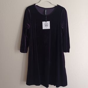 Agnes and Dora purple velvet swing dress